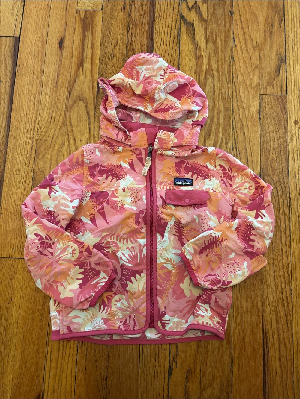 Patagonia Pink Multi Floral Hooded Windbreaker